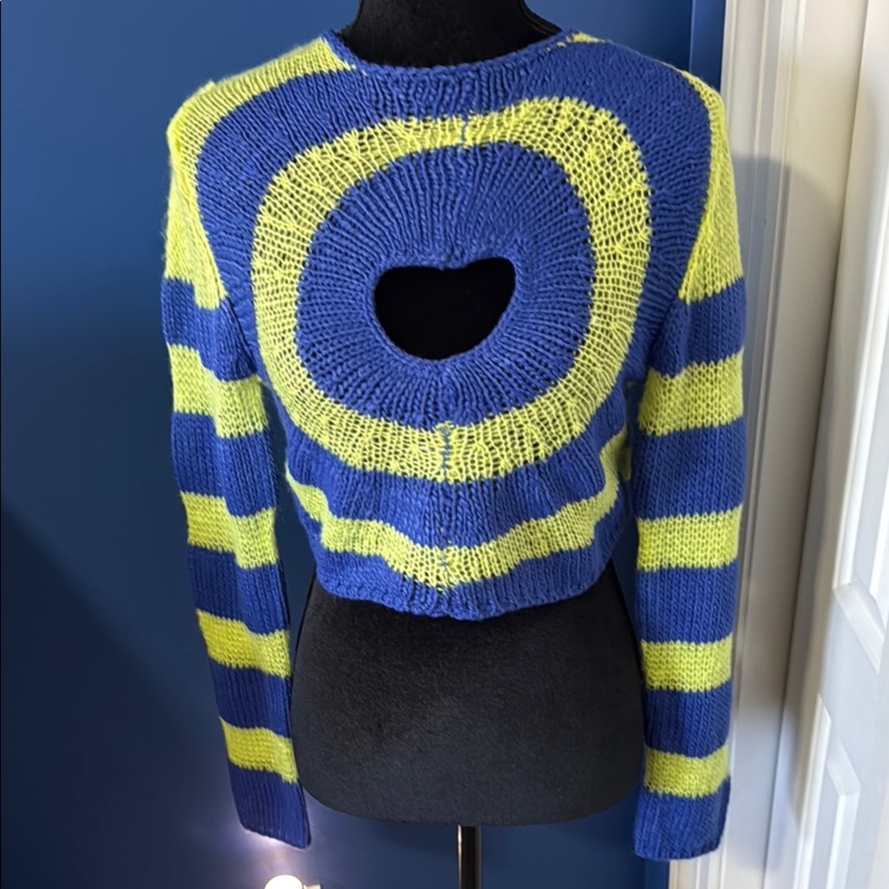 Blue and Yellow Striped Sweater